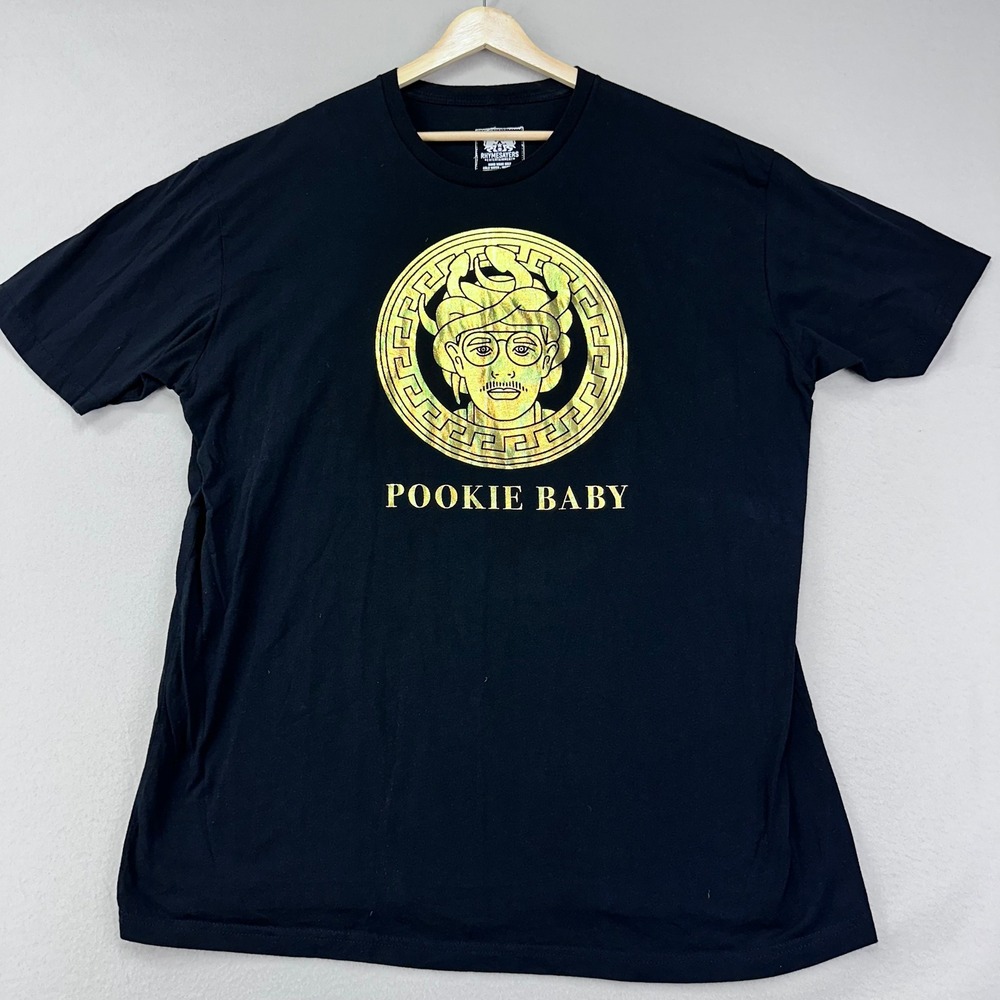 POOKIE BABY‎ Rhymesayers T-Shirt Mens XXL Black Metallic Gold Rare Graphic Tee